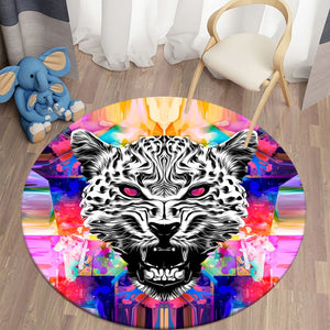 Colorful Panther Round Carpet for Living Room Rugs Kids Carpet Soft Non-slip Floor Mat