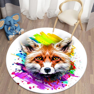 Colorful Fox Round Carpet for Living Room Rugs Kids Carpet Soft Non-slip Floor Mat