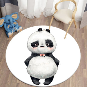Watercolor Little Panda Standing Round Carpet Bedroom Area Rugs Children Carpet for Living Room