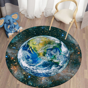 Big Earth 3D Round Carpets for Living Room Galaxy Space Floor Mat Area Rugs