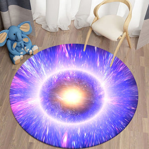 Purple Light 3D Round Carpets for Living Room Galaxy Space Floor Mat Area Rugs