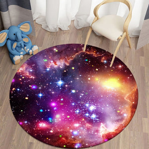 Star Light 3D Round Carpets for Living Room Galaxy Space Floor Mat Area Rugs