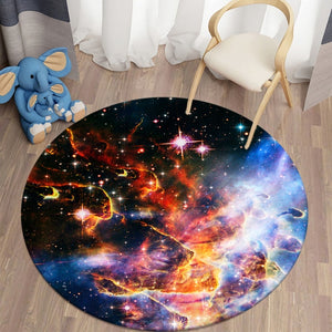 Dark 3D Round Carpets for Living Room Galaxy Space Floor Mat Area Rugs