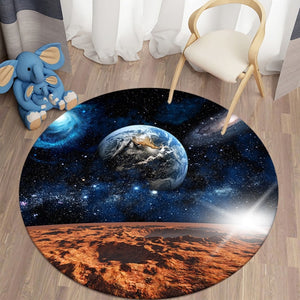 Earth 3D Round Carpets for Living Room Galaxy Space Floor Mat Area Rugs