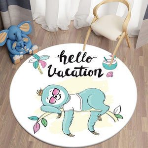 Hello Vacation Sloth Printed Area Rugs Round Carpet For Living Room