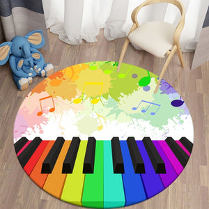 Rainbow Piano - Music Note Round Carpet for Living Room Rugs Kids Carpet