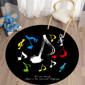 Colorful Music Note Round Carpet for Living Room Rugs Kids Carpet
