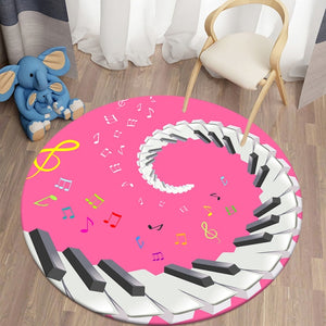 Round PInk Piano - Music Note Round Carpet for Living Room Rugs Kids Carpet