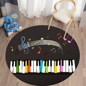 Colorful Piano - Music Note Round Carpet for Living Room Rugs Kids Carpet