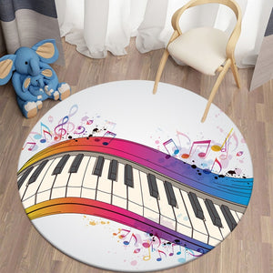 Graduant Colorful Piano - Music Note Round Carpet for Living Room Rugs Kids Carpet