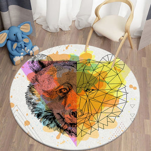 Colorful Bear Themed Round Carpet Decor Rugs Non-slip Area Rug Floor Mat