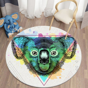 Colorful Koala Themed Round Carpet Decor Rugs Non-slip Area Rug Floor Mat