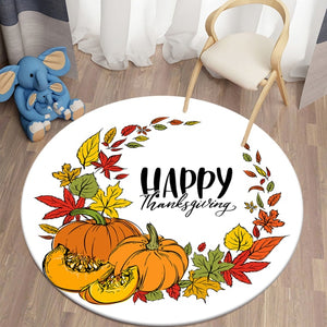 Happy Thanksgiving - Fall Autumn Decoration Round Carpet