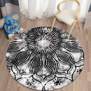 Black Bohemian Mandala Round Carpet for Living Room Rug