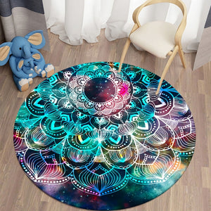 Galaxy Bohemian Mandala Round Carpet for Living Room Rug