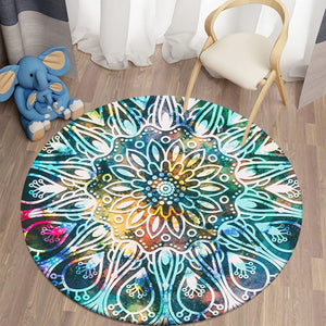 Floral Bohemian Mandala Round Carpet for Living Room Rug