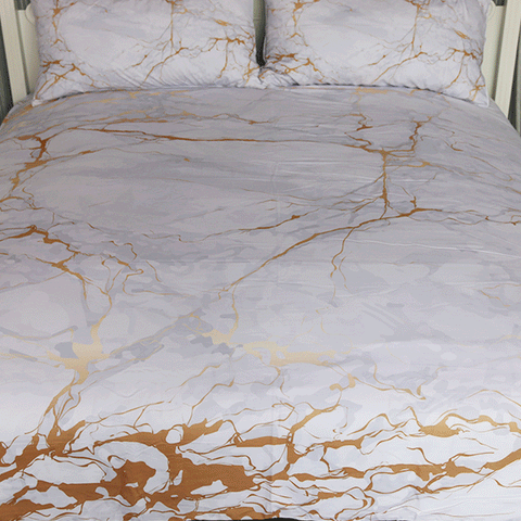 Image of Gold and White Marble Comforter Set - Beddingify