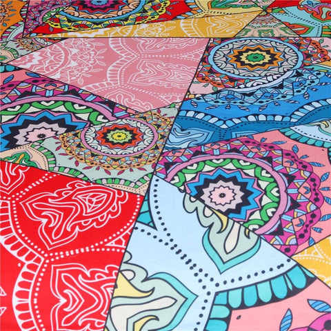 Image of Flowers Patchwork Boho Comforter Set - Beddingify