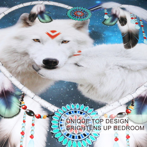 Image of Native American Wolf Dreamcatcher Bedding Set - Beddingify