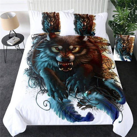 Image of Running Wolf Art Comforter Set - Beddingify