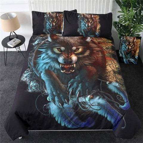 Image of Running Wolf Art Comforter Set - Beddingify