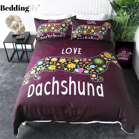 Image of Cute Puppy Dachshund Comforter Set - Beddingify