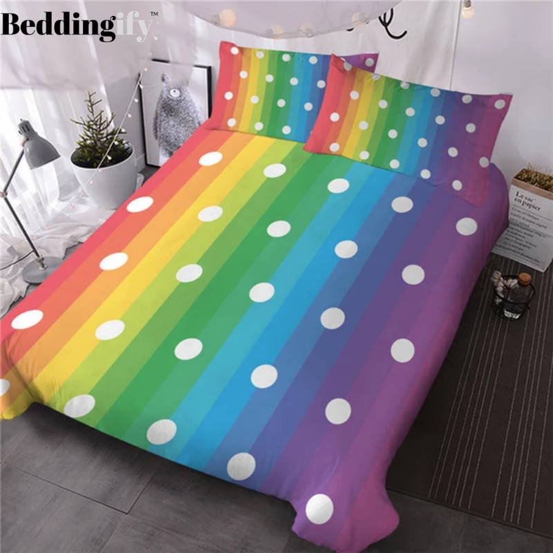 Dots Rainbow Comforter Set - Beddingify