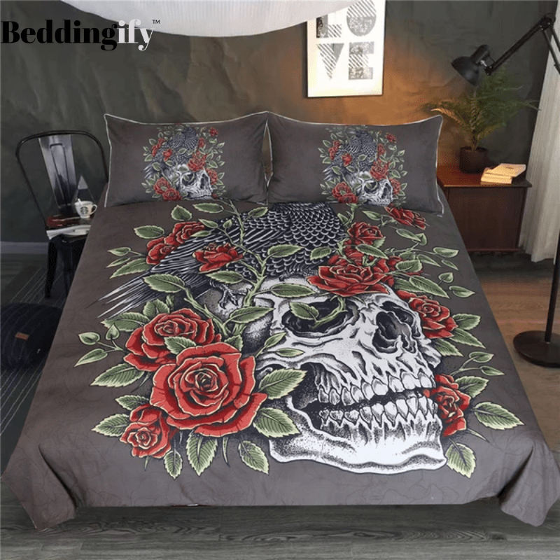 Roses Skull Bedding Set - Beddingify