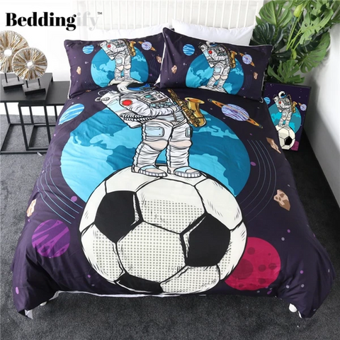 Image of Astronaut With Football Comforter Set - Beddingify
