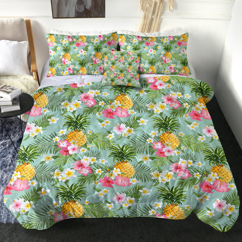 Image of 4 Pieces Tropical Pineapples SWBD2316 Comforter Set