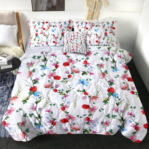 Image of 4 Pieces Red Roses SWBD2321 Comforter Set