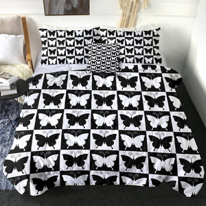 4 Pieces Checked Butterflies SWBD2328 Comforter Set