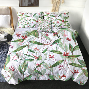4 Pieces Red Flower SWBD2332 Comforter Set