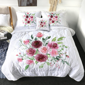 4 Pieces Blush Roses SWBD2334 Comforter Set