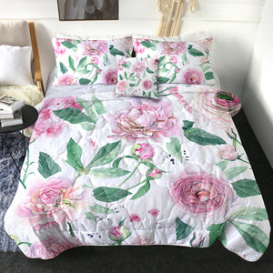 4 Pieces Pink Flowers SWBD2398 Comforter Set