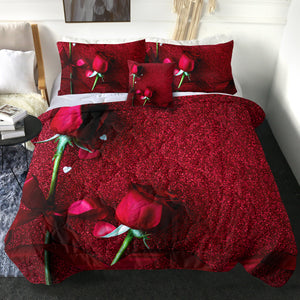 4 Pieces Red Roses SWBD2404 Comforter Set