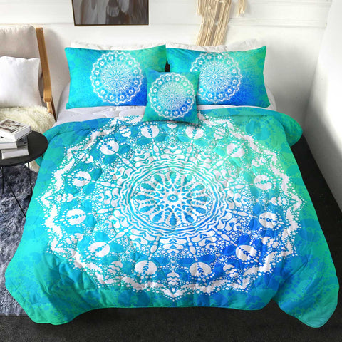 Image of 4 Pieces White Mandala SWBD2414 Comforter Set