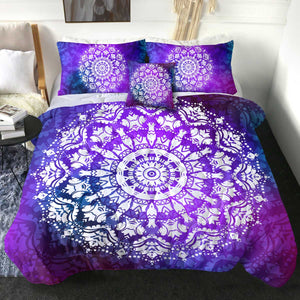 4 Pieces Mandala Purple SWBD2415 Comforter Set