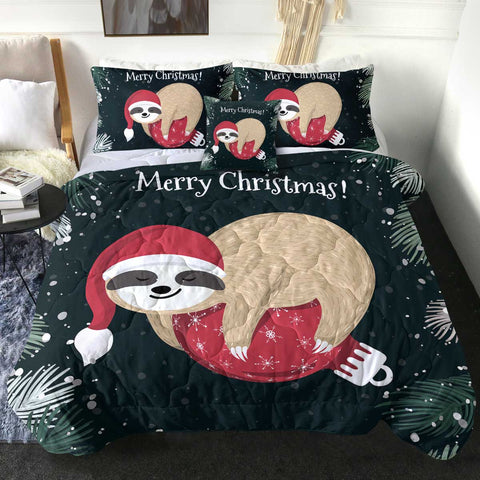 Image of 4 Pieces Xmas Sloth SWBD2416 Comforter Set