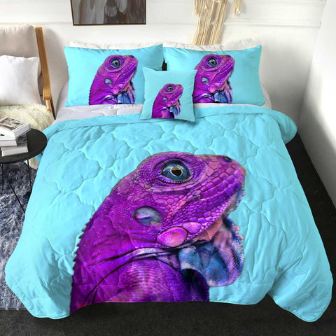 Image of 4 Pieces Purple Chameleon SWBD2418 Comforter Set