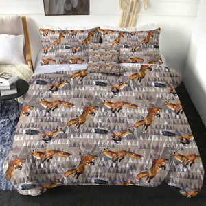 4 Pieces Foxes SWBD2424 Comforter Set