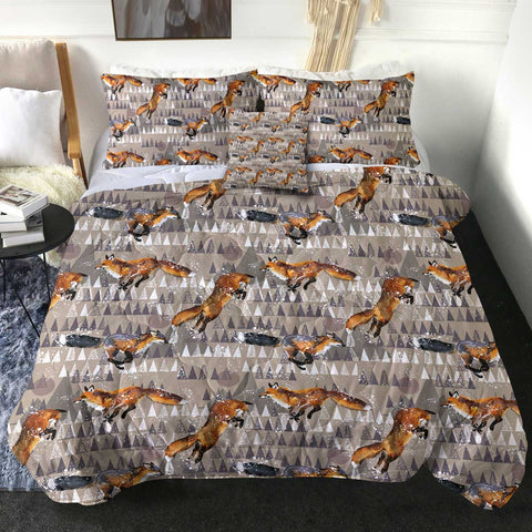 Image of 4 Pieces Foxes SWBD2424 Comforter Set