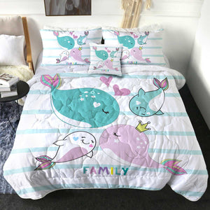 4 Pieces Whale Fam SWBD2428 Comforter Set