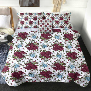 4 Pieces Magenta Roses SWBD2429 Comforter Set