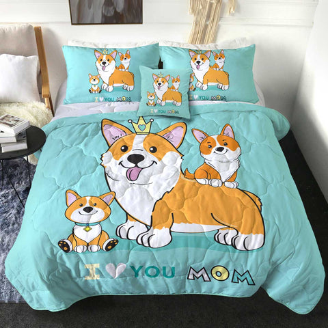 Image of 4 Pieces Corgi Fam SWBD2432 Comforter Set