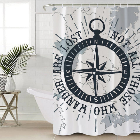 Image of Waterproof Nautical Compass Shower Curtain - Beddingify