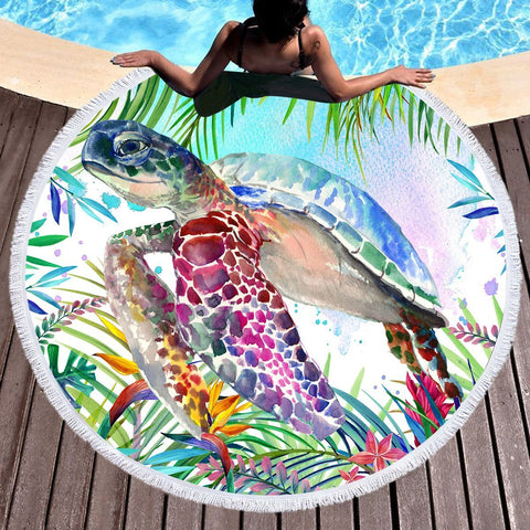 Image of The Original Tropical Sea Turtle Round Towel Set - Beddingify