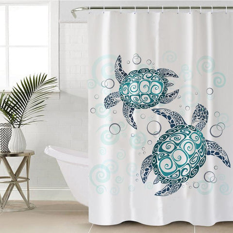 Image of Waterproof Sea Turtles Shower Curtain - Beddingify