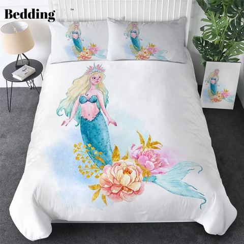 Image of Mermaid Queen Princess Comforter Set - Beddingify