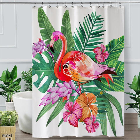 Image of Tropical Famingo SSR013125232 Shower Curtain